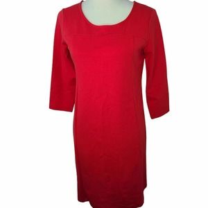J. Jill Dress Red Shift Small Petite 3/4 Sleeve Comfort Stretch Classic A-Line